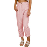 Damen nan weiche weite Cordhose mit hoher Taille, Bundfalten und umgeschlagenem Saum Drune – Rosa