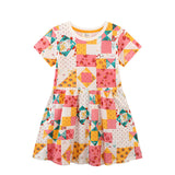 Mädchen Kurzarm Kleid mit fröhlichem Patchwork-Design Drune – Rot