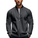 Herren nan schmale Zip-Bomberjacke aus weichem Sweat mit Stehkragen und seitlichen Eingrifftaschen Drune – Dunkelgrau