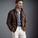 Herren modische Utilityjacke mit praktischen Taschen und elegantem Stehkragen Aliams – Dunkelbraun