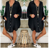 Damen nan leichte Leinen-Tunika mit Knotenfront und Lochspitzen-Shorts Drune – Schwarz