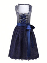Damen Elegantes Midi Dirndl Kleid | Festlich – Blau