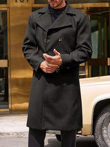 Herren eleganter wendbarer Wollmantel Aliams – Schwarz