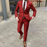 Herren Anzug | zweiteiliges Set mit Jacke und Hose – Rot