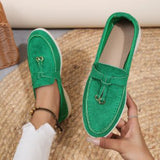 Damen nan bequeme Slip-On Loafer mit dekorativem Quastenbesatz und ergonomischer Gummisohle Drune – Grün