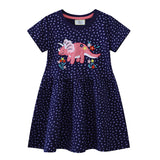 Mädchen T-Shirt Kleid mit buntem Dinosaurier- und Blumenmotiv Drune – Unbekannt