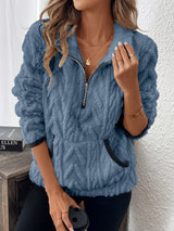 Lurein - Half-Zip-Pullover mit Soft-Touch-Finish – Blau