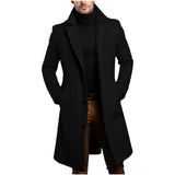 Herren eleganter lang geschnittener Mantel Aliams – Schwarz