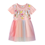 Mädchen Tüllkleid mit Einhorn-Stickerei und bunten Applikationen Drune – 67384