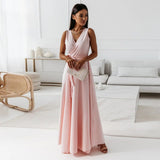 Damen-Maxikleid in Wickeloptik | ärmellose Ausführung – Rosa