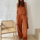 Zweiteiliges Set mit Weste & weiter Hose – Modern, Luftig & Smart – Orange