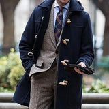Herren eleganter Dufflecoat aus hochwertiger Wolle Aliams – Dunkelblau