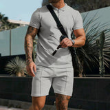 Kilian Polo mit Reißverschluss und Shorts Set – Grau