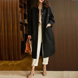 Eleganter Damen Wintermantel – Lang & Warm – Stilvoller Trenchcoat – Schwarz