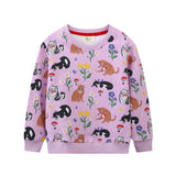 Mädchen Sweatshirt mit buntem Tier- und Blumenmuster Drune – Türkis