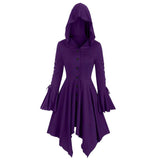Damen nan Kapuzen-Mantelkleid mit asymmetrischem Zipfelsaum und geschnürten Glockenärmeln Drune – Violett