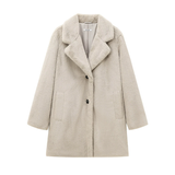 Damen Teddy Mantel Winter | Teddy Damen Klassisch – Beige