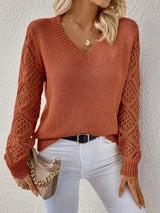 Elizabeth | Weicher V-Ausschnitt Pullover – Karamell