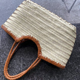 Lena | Braun Geflochtene Leder-Shopper – Rustikal & Stilvoll – Beige