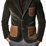 Herren eleganter Cord-Blazer mit Kontrasttaschen Aliams – Grün
