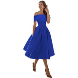 Hilf | Legeres, satiniertes Abendkleid für Damen – Blau