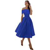 Dearbhla  | Fashion Casual Trägerloses Satin Partykleid – Saphirblau