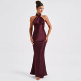 Helena - Maxikleid Neckholder-Hochzeitsgastkleid – Rot