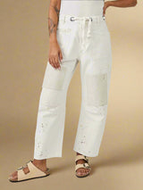 Rhea | Boho-inspirierte Patchwork-Hose für einen lässigen Look – Knochen
