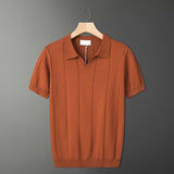 Retro-Strick-Poloshirt in Mintgrün – Braun