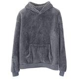 Unisex nan kuscheliger Teddy-Fleece Hoodie mit überlanger Passform und Kängurutasche Drune – Grau