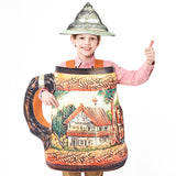 Unisex nan traditioneller keramischer Bierkrug mit Zinndeckel und handbemaltem Reliefmotiv Drune – Kinder