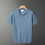 Retro-Strick-Poloshirt in Mintgrün – Blau