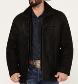 Herren elegante Lederjacke mit hohem Kragen Aliams – Schwarz