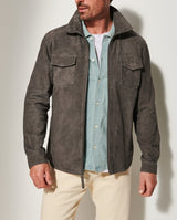 Herren elegante Wildlederjacke mit praktischen Brusttaschen Aliams – Dunkelgrau