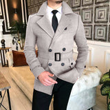 Herren eleganter Melton-Mantel mit stilvollem Gürtel Aliams – Hellgrau