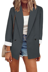 Damen nan legerer Oversize Blazer mit dreiviertelärmeln und kontrastmanschetten Drune – Dunkelgrau