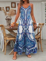 Zara | Damen Maxi-Kleid Träger Mandala-Druck Boho Sommer – Blau