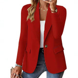 Damen nan taillierter Blazer mit Ein-Knopf-Verschluss Reverskragen und Pattentaschen Drune – Gewicht: S 350 g - 3XL 400 g