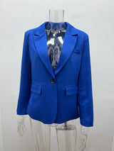 Damen nan taillierter Blazer mit Ein-Knopf-Verschluss Reverskragen und Pattentaschen Drune – Originalfotos, große Stückzahl vorrätig