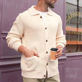 Herren Strickjacke mit großflächiger Rippstruktur und praktischen Taschen Aliams – Beige