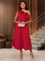 Adi™ - Couture Asymmetrisches Ein-Schulter-Abendkleid – Rot
