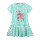 Mädchen Polka Dots Kleid mit süßem Reh-Design Drune – Dunkelbraun