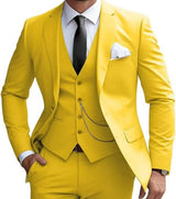 Modisch Moderner Slim Fit Hochzeitsgast Anzug für Herren | Dreiteilig – Gelb