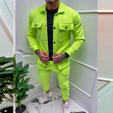 Herren stylischer Freizeitanzug mit praktischen Taschen und modernem Schnitt Aliams – Grasgrün