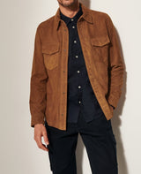 Herren Wildlederjacke mit stilvollen Pattentaschen Aliams – Braun