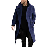 Herren eleganter Wollmantel mit klassischem Revers und doppelter Knopfleiste Aliams – Dunkelblau