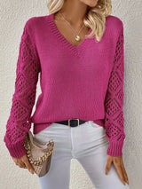 Elizabeth | Weicher V-Ausschnitt Pullover – Dunkelrosa