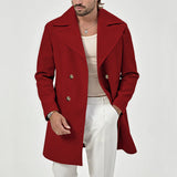 Herren eleganter Doppeltknopf-Mantel Aliams – Rot