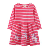 Mädchen Langarmkleid mit verspieltem Einhorn-Design Drune – Rot