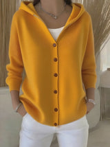 Damen nan Kapuzen-Cardigan mit Knopfleiste und lässiger Oversize-Passform Drune – Gelb
